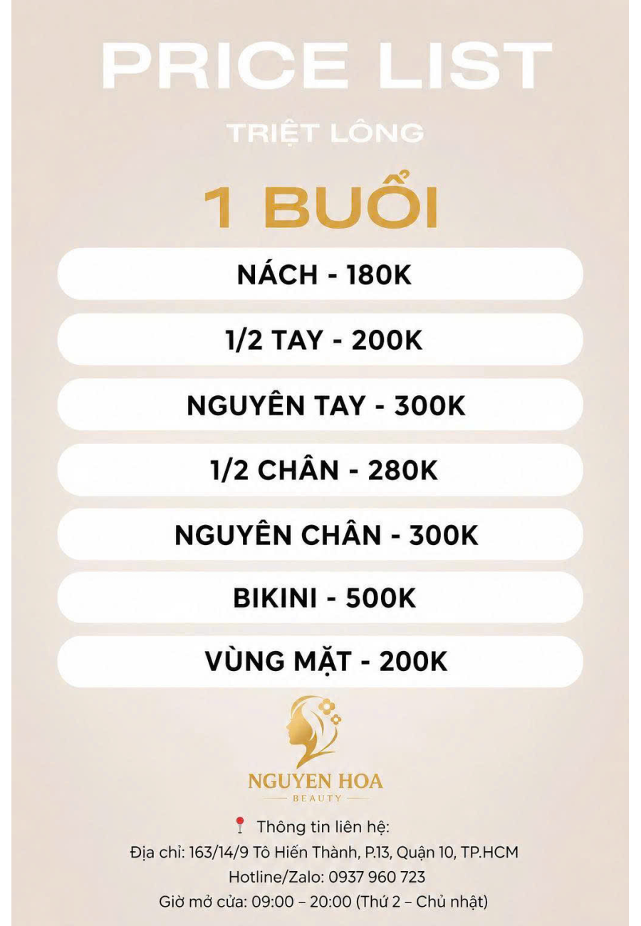 Triệt Lông 1 Buổi